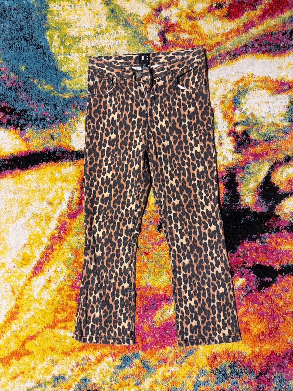 BDG Leopard Print Flare Jeans - Brown & Black